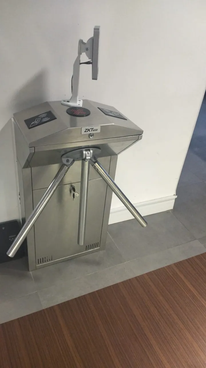 Tripod turnstile with card and QR readers and access control terminal