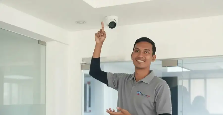 فني تقنية معلومات يعمل على أنظمة أمنية